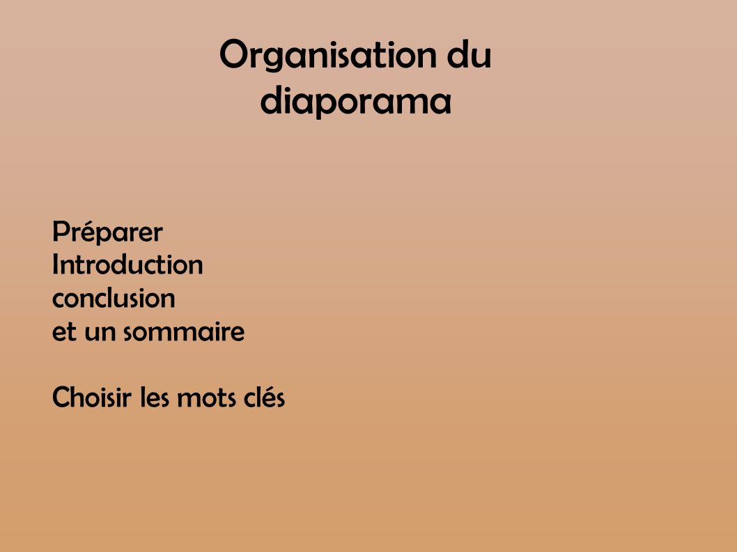 Organisation du diaporama