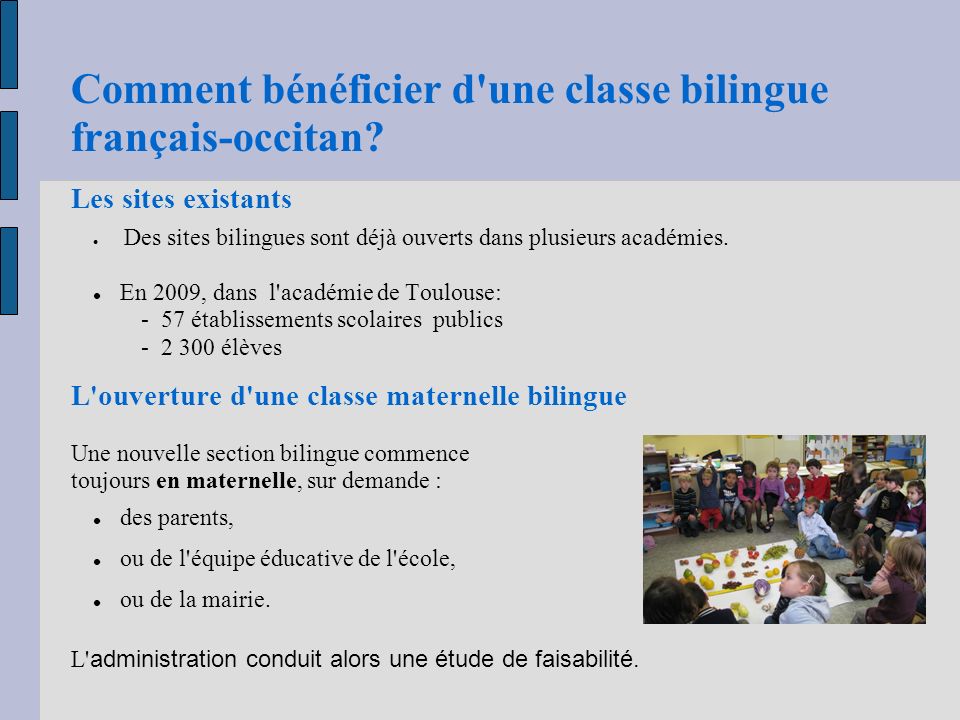 Comment bénéficier d une classe bilingue français-occitan