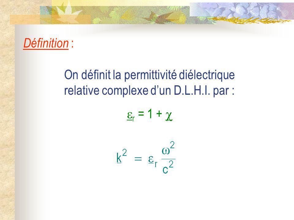 Définition : On définit la permittivité diélectrique relative complexe d’un D.L.H.I.