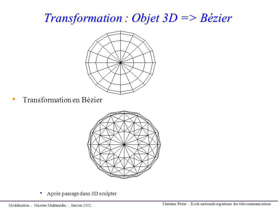 Transformation : Objet 3D => Bézier