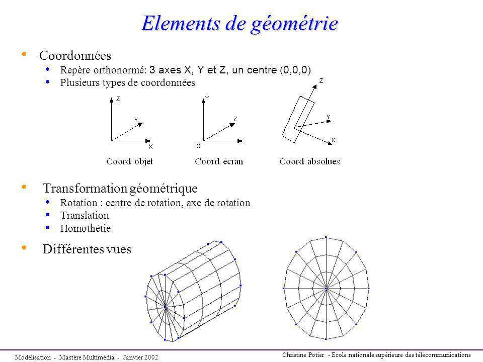 Elements de géométrie Coordonnées Transformation géométrique