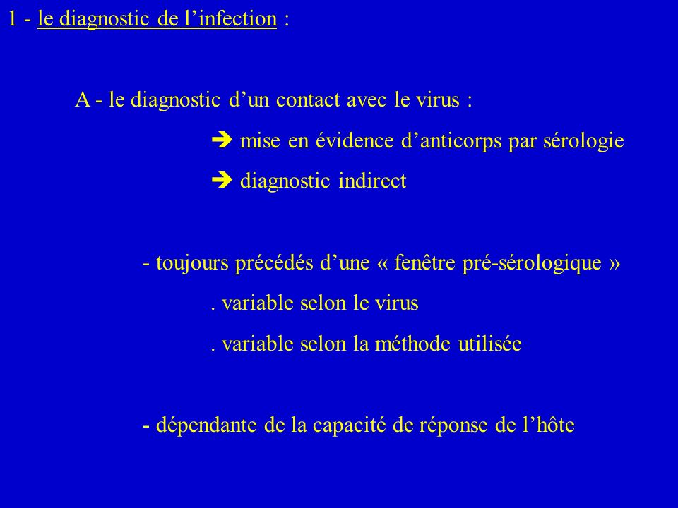 1 - le diagnostic de l’infection :