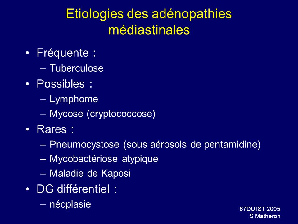 Etiologies des adénopathies médiastinales