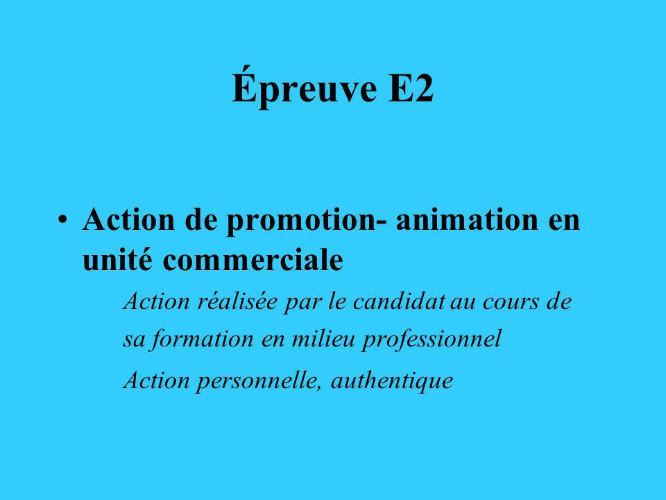 Épreuve E2 Action de promotion- animation en unité commerciale
