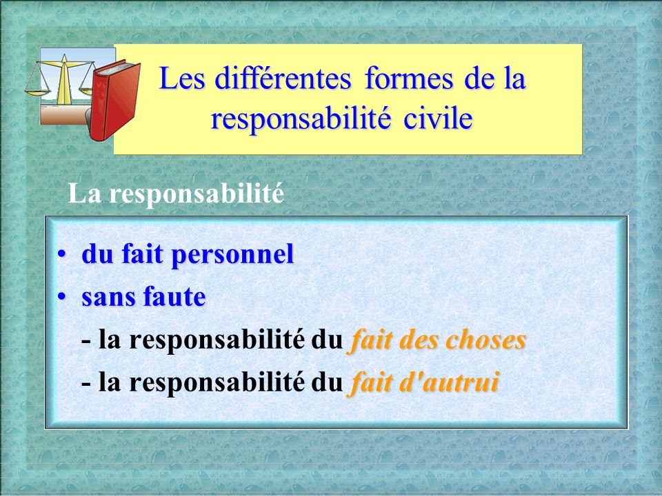 Les différentes formes de la responsabilité civile