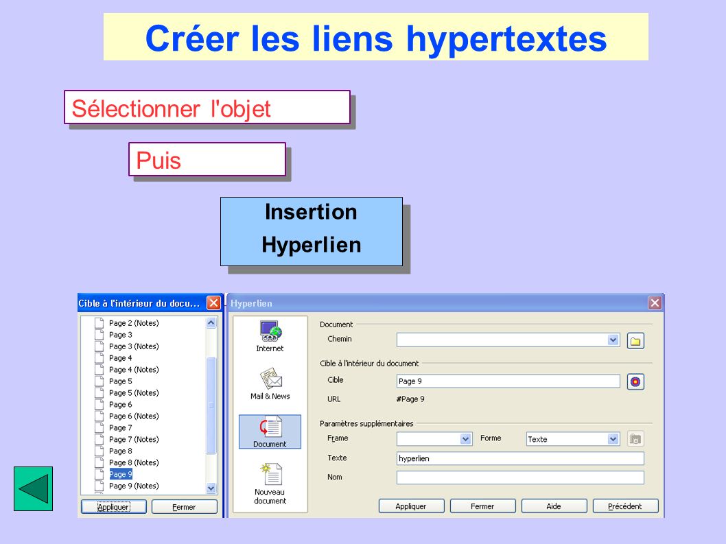 Créer les liens hypertextes
