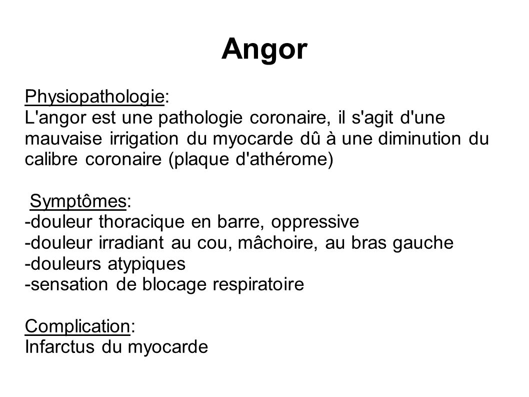 Angor Physiopathologie: