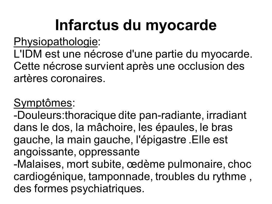 Infarctus du myocarde Physiopathologie: