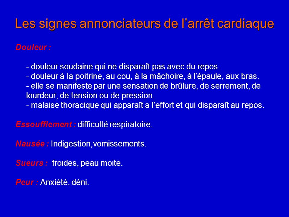 Les signes annonciateurs de l’arrêt cardiaque