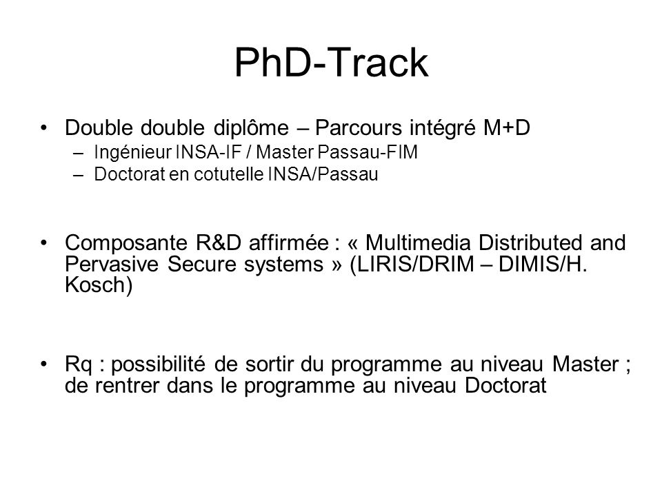 PhD-Track Double double diplôme – Parcours intégré M+D