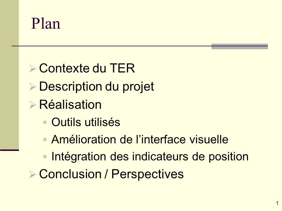 Plan Contexte du TER Description du projet Réalisation