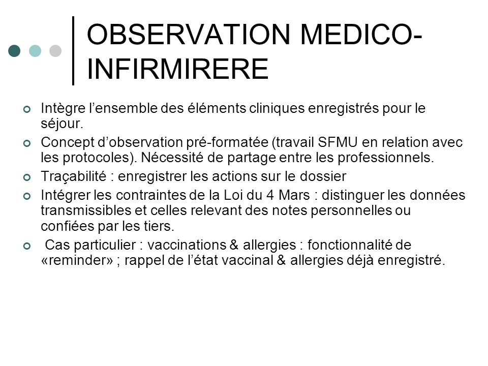 OBSERVATION MEDICO-INFIRMIRERE