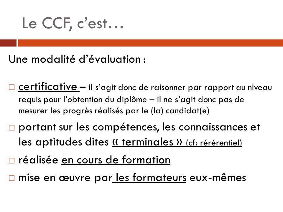 Le CCF, c’est… Une modalité d’évaluation :