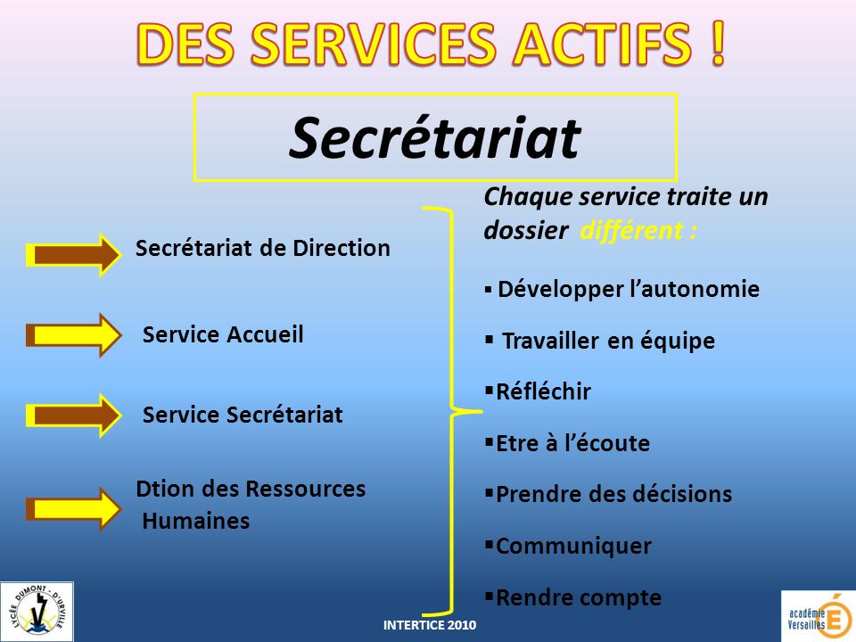 DES SERVICES ACTIFS ! Secrétariat