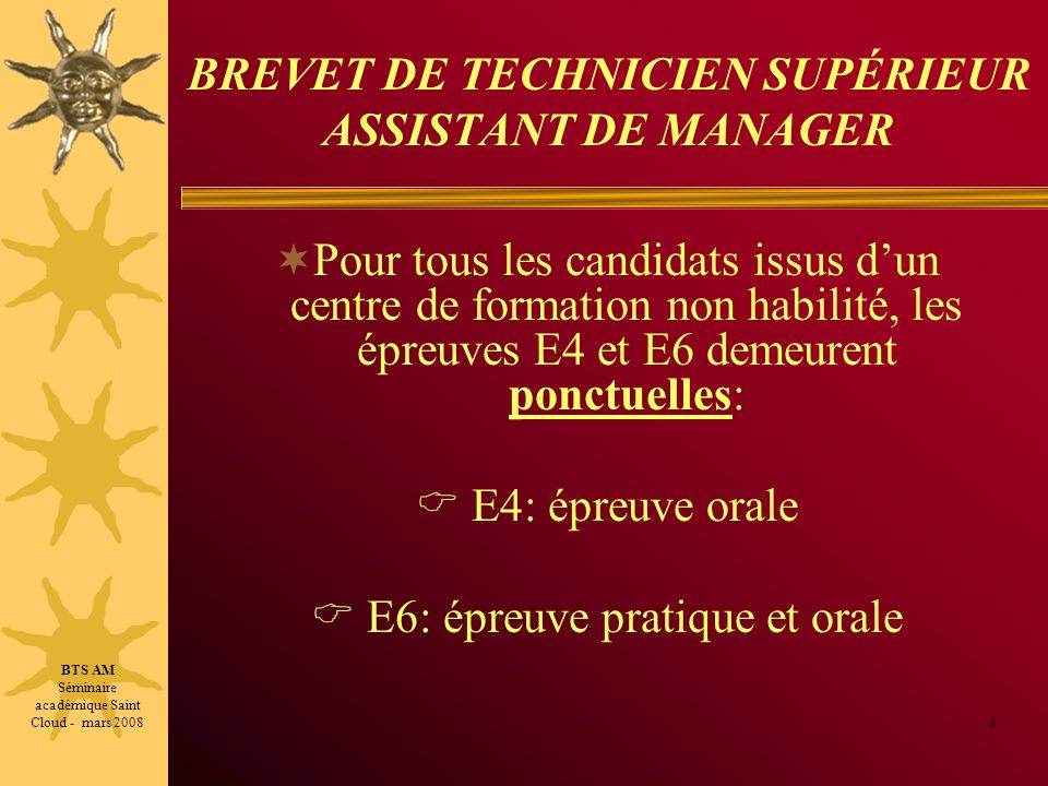 BREVET DE TECHNICIEN SUPÉRIEUR ASSISTANT DE MANAGER