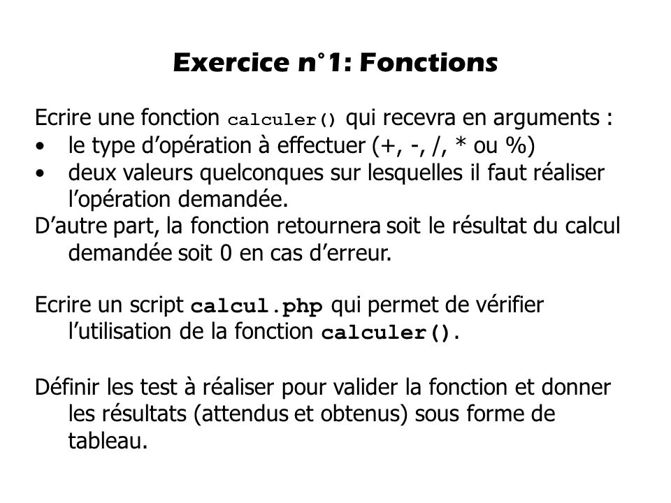 Exercice n°1: Fonctions