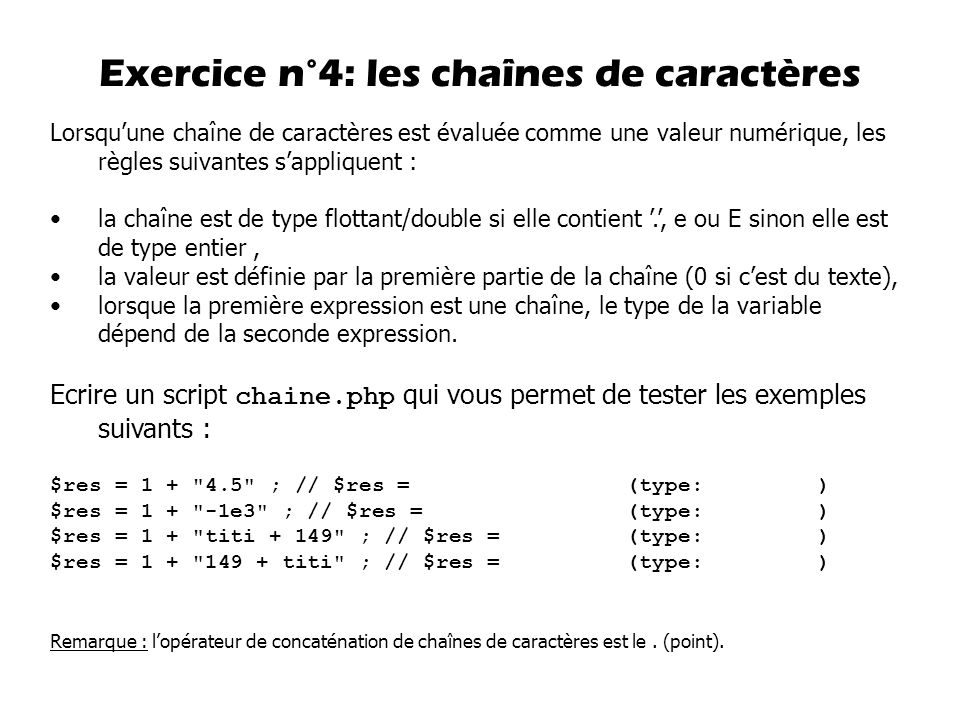 Exercice n°4: les chaînes de caractères