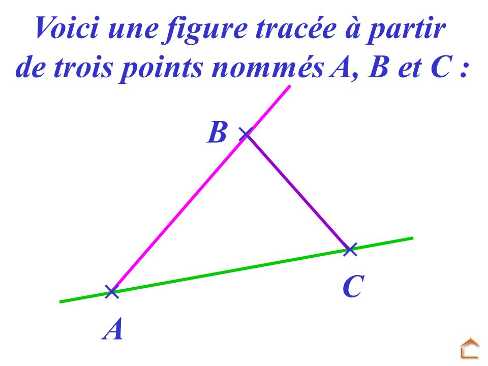Voici une figure tracée à partir de trois points nommés A, B et C :
