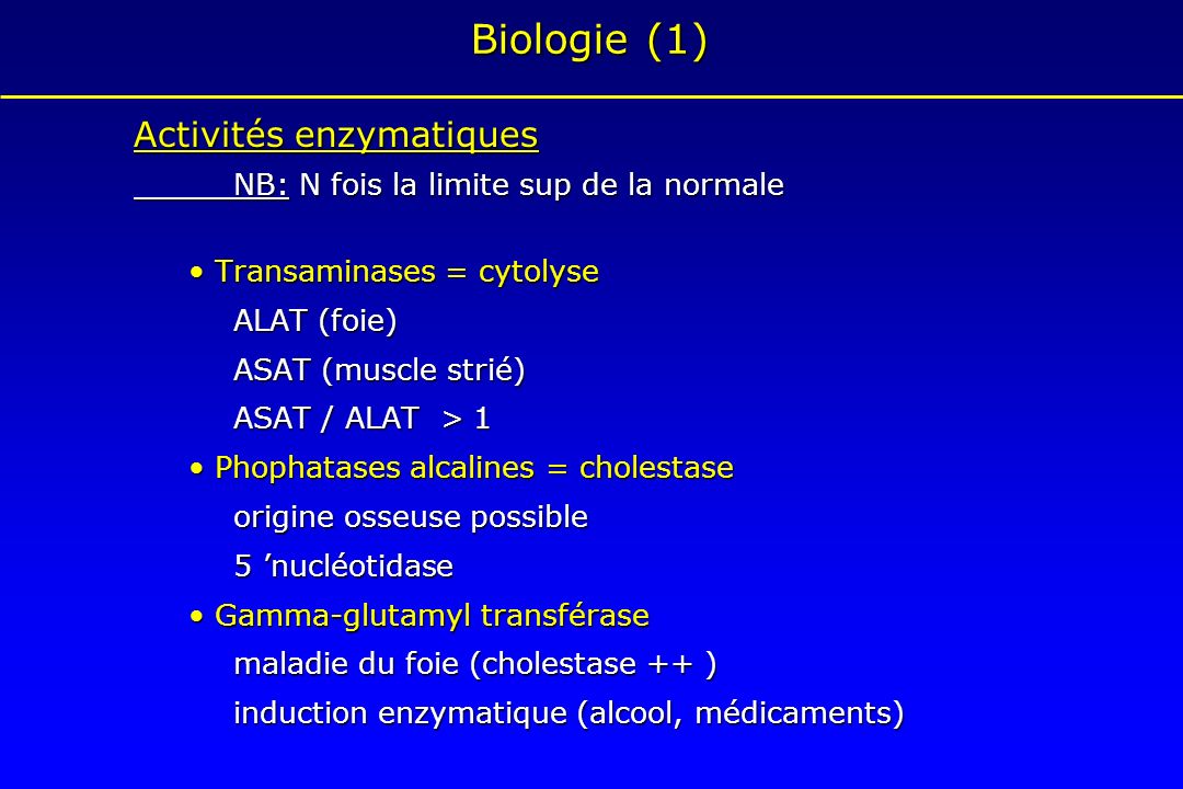 Biologie (1) Activités enzymatiques
