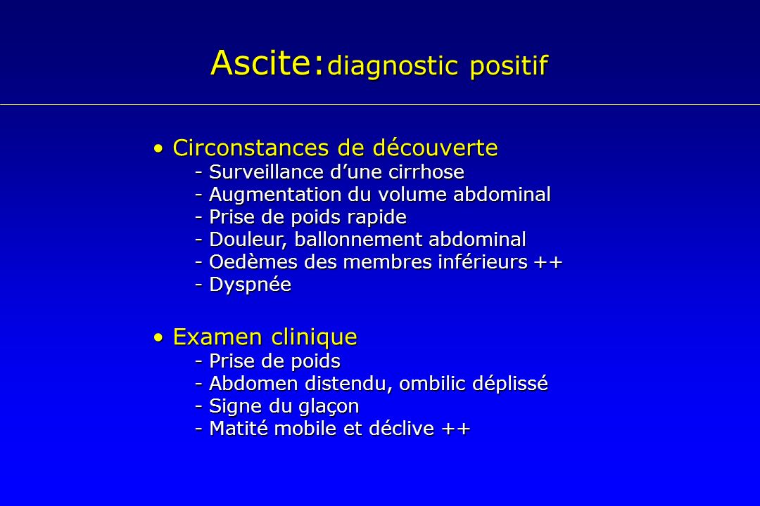 Ascite:diagnostic positif