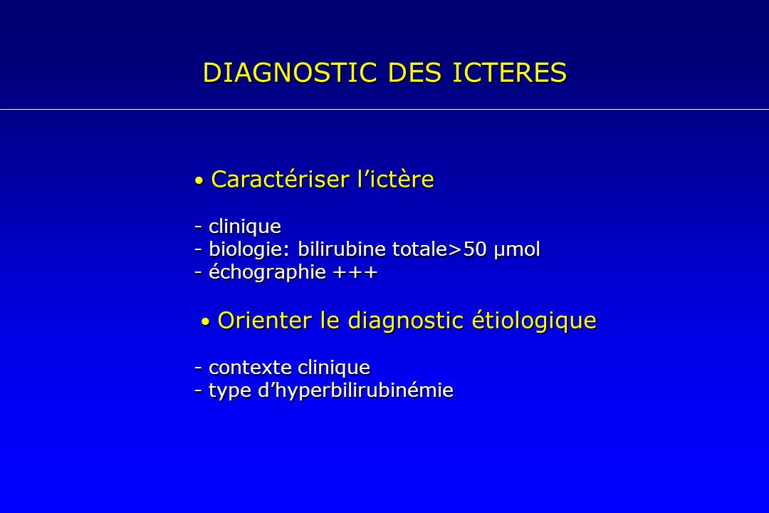 DIAGNOSTIC DES ICTERES