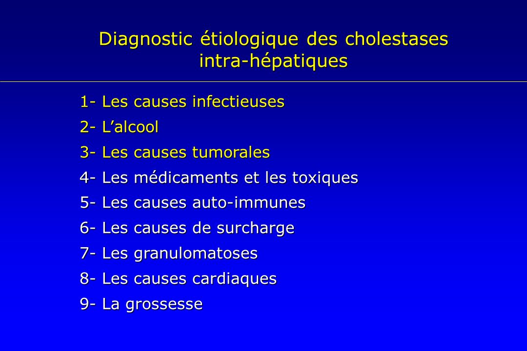 Diagnostic étiologique des cholestases intra-hépatiques