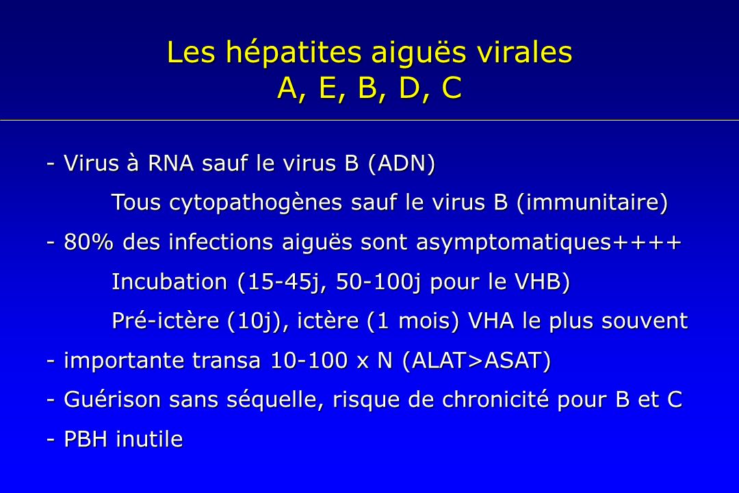 Les hépatites aiguës virales A, E, B, D, C