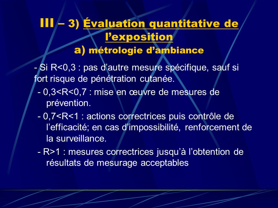 III – 3) Évaluation quantitative de l’exposition a) métrologie d’ambiance
