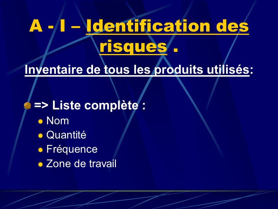 A - I – Identification des risques .