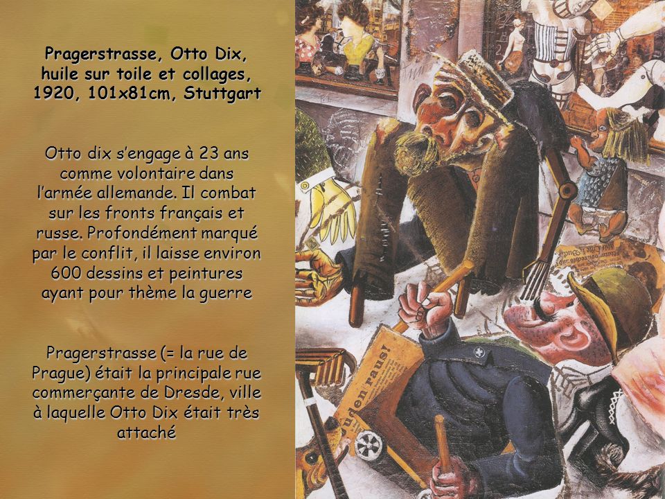 Pragerstrasse, Otto Dix, huile sur toile et collages, 1920, 101x81cm, Stuttgart