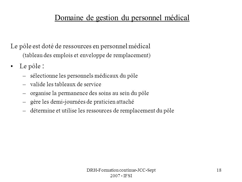 Domaine de gestion du personnel médical
