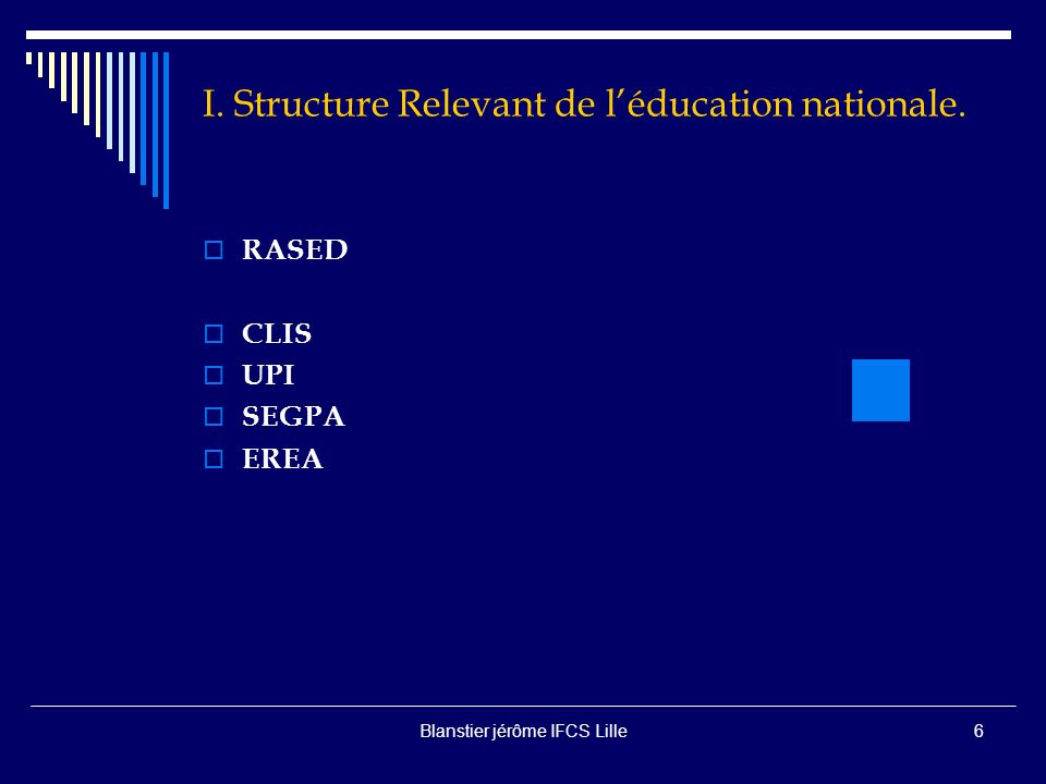 I. Structure Relevant de l’éducation nationale.