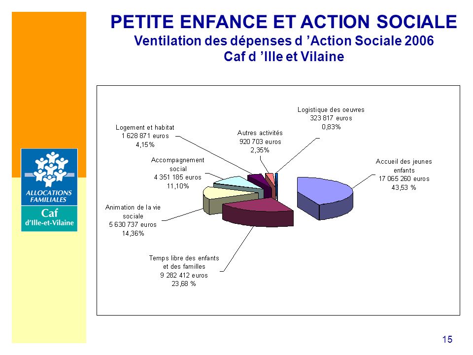 PETITE ENFANCE ET ACTION SOCIALE Ventilation des dépenses d ’Action Sociale 2006