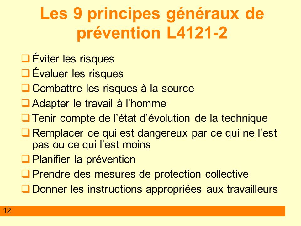 Les 9 principes généraux de prévention L4121-2