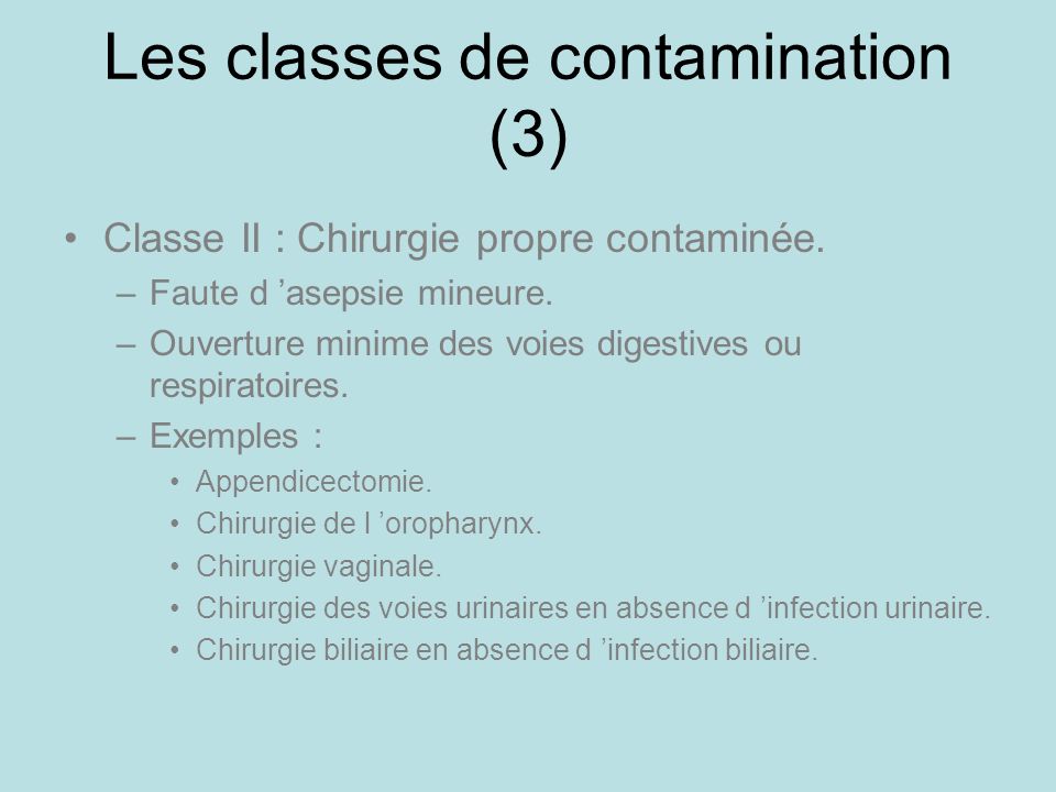 Les classes de contamination (3)