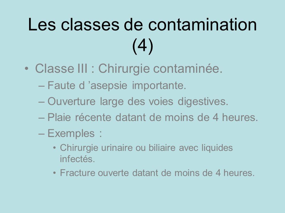 Les classes de contamination (4)
