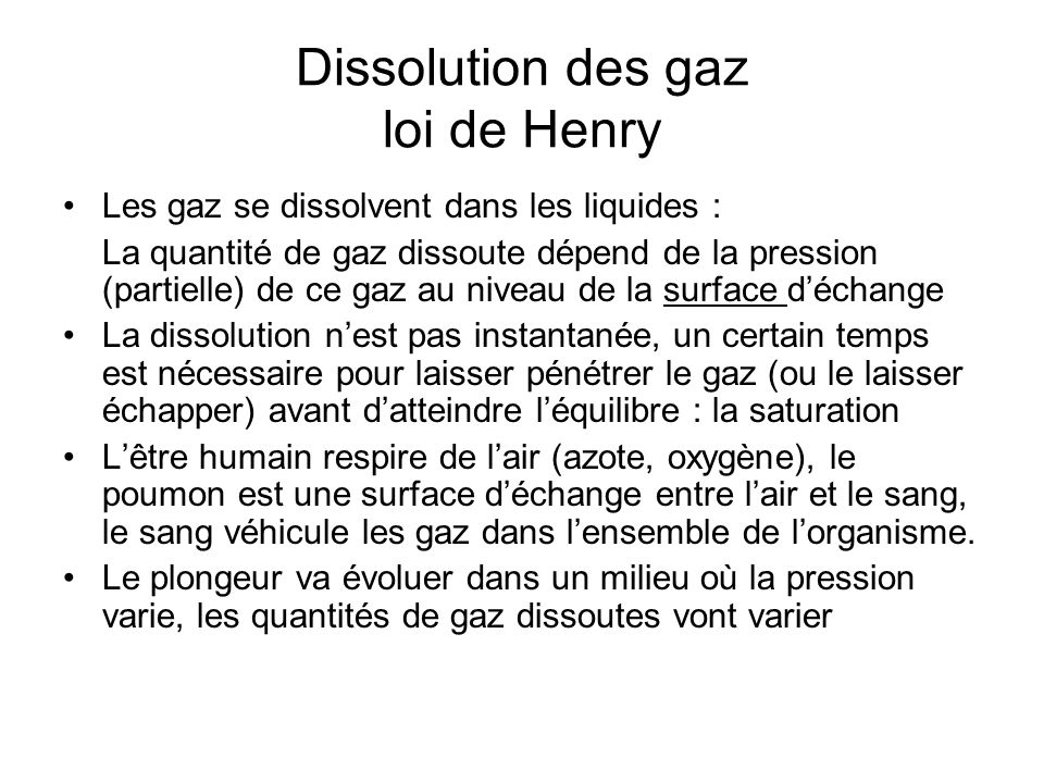 Dissolution des gaz loi de Henry