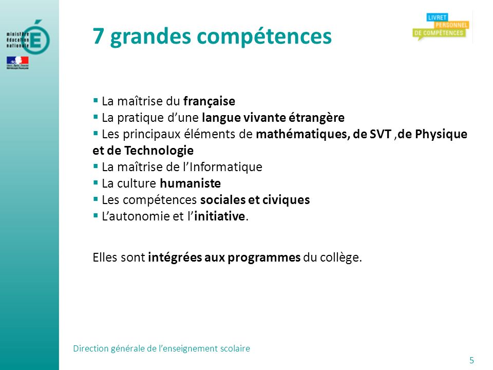 7 grandes compétences La maîtrise du française