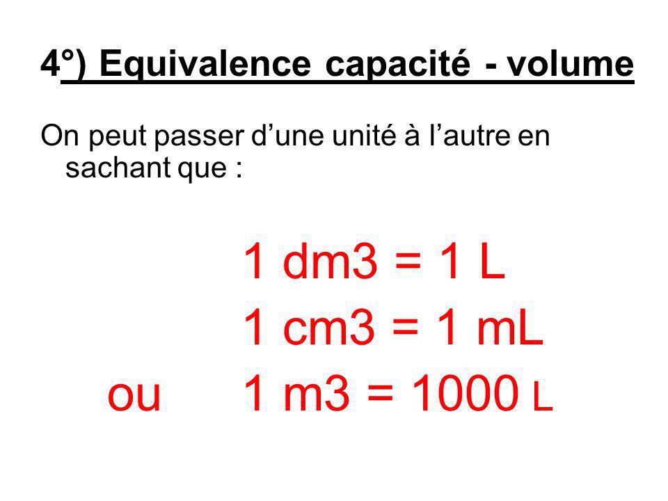 4°) Equivalence capacité - volume