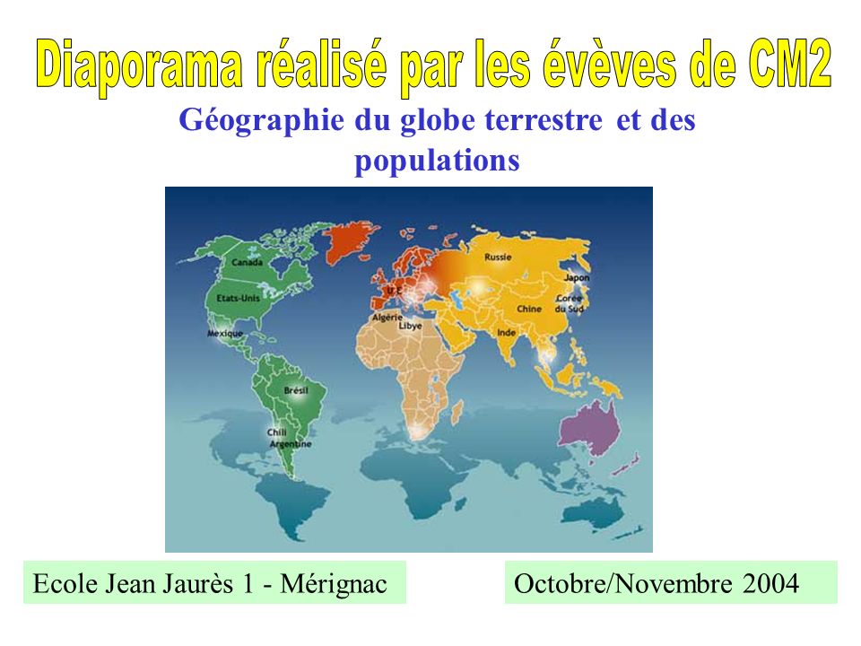 Géographie du globe terrestre et des populations