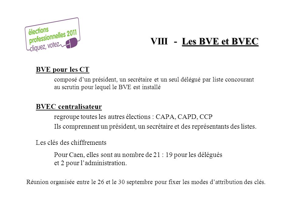 VIII - Les BVE et BVEC BVE pour les CT.