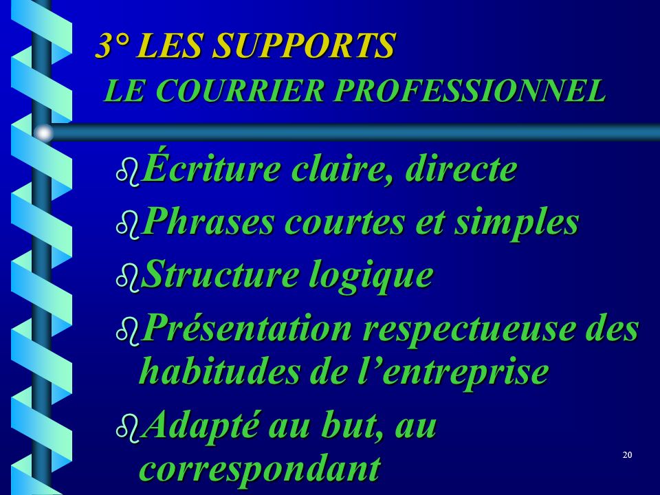 3° LES SUPPORTS LE COURRIER PROFESSIONNEL