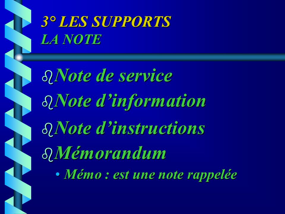 Note de service Note d’information Note d’instructions Mémorandum