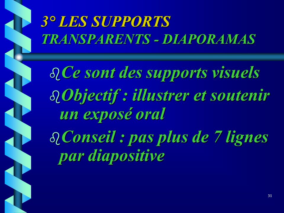 3° LES SUPPORTS TRANSPARENTS - DIAPORAMAS