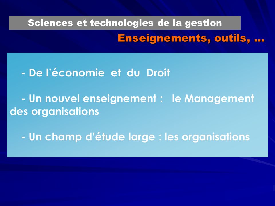 Enseignements, outils, …