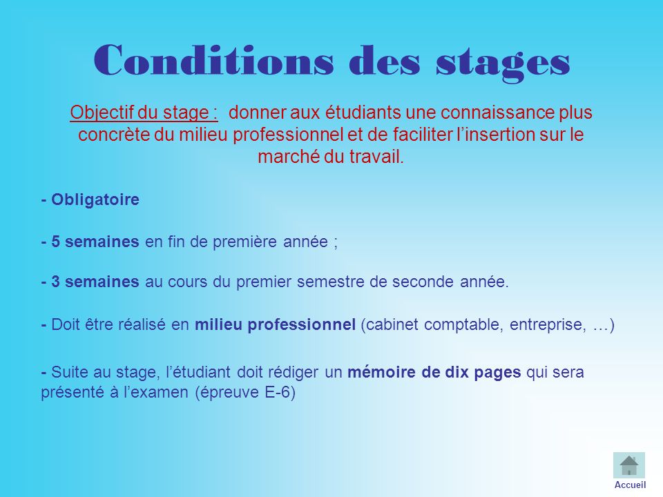 Conditions des stages