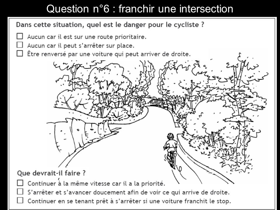 Question n°6 : franchir une intersection