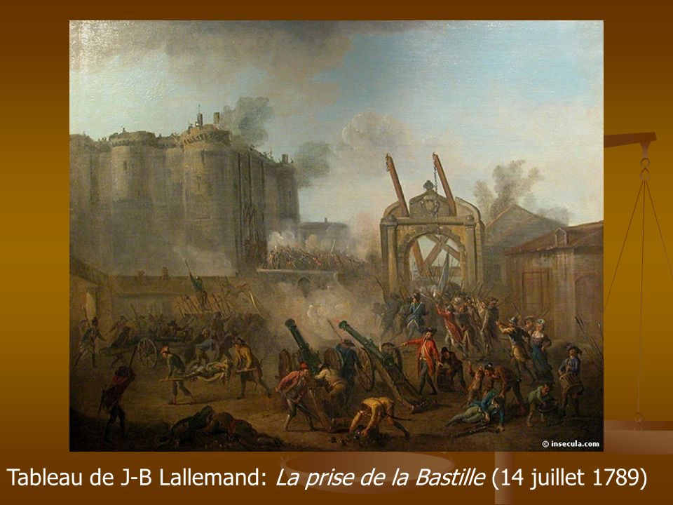 Tableau de J-B Lallemand: La prise de la Bastille (14 juillet 1789)
