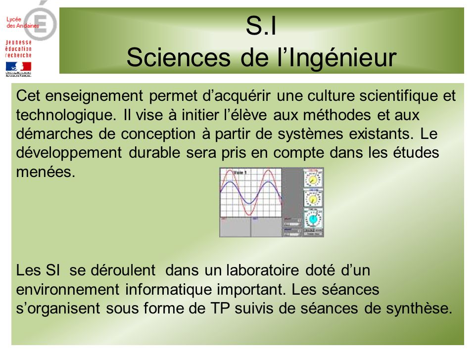 S.I Sciences de l’Ingénieur