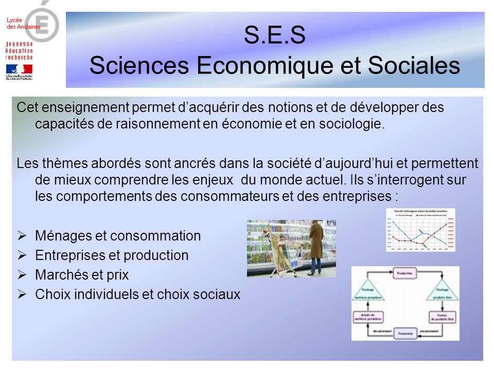 S.E.S Sciences Economique et Sociales